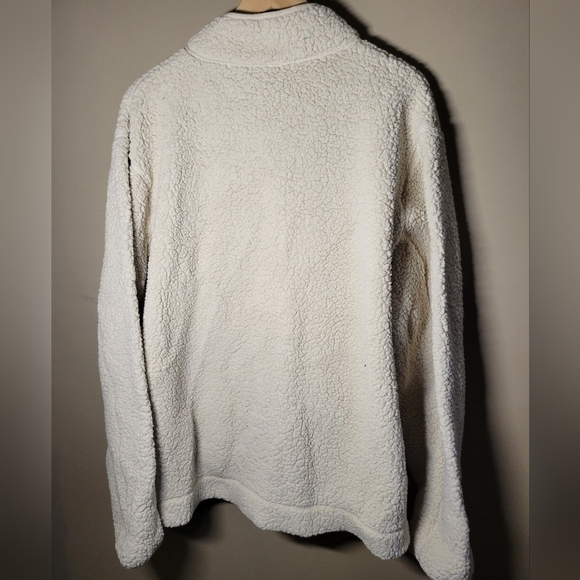 Zella 2x sherpa half zip cream sweater pocketed elastic wrist teddy jacket - Picture 4 of 6